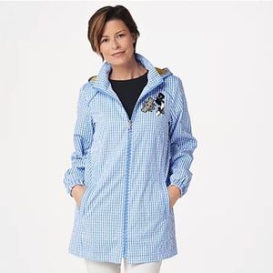 Dennis Basso Water Resistant Gingham Jacket with Embellishment - NWOT